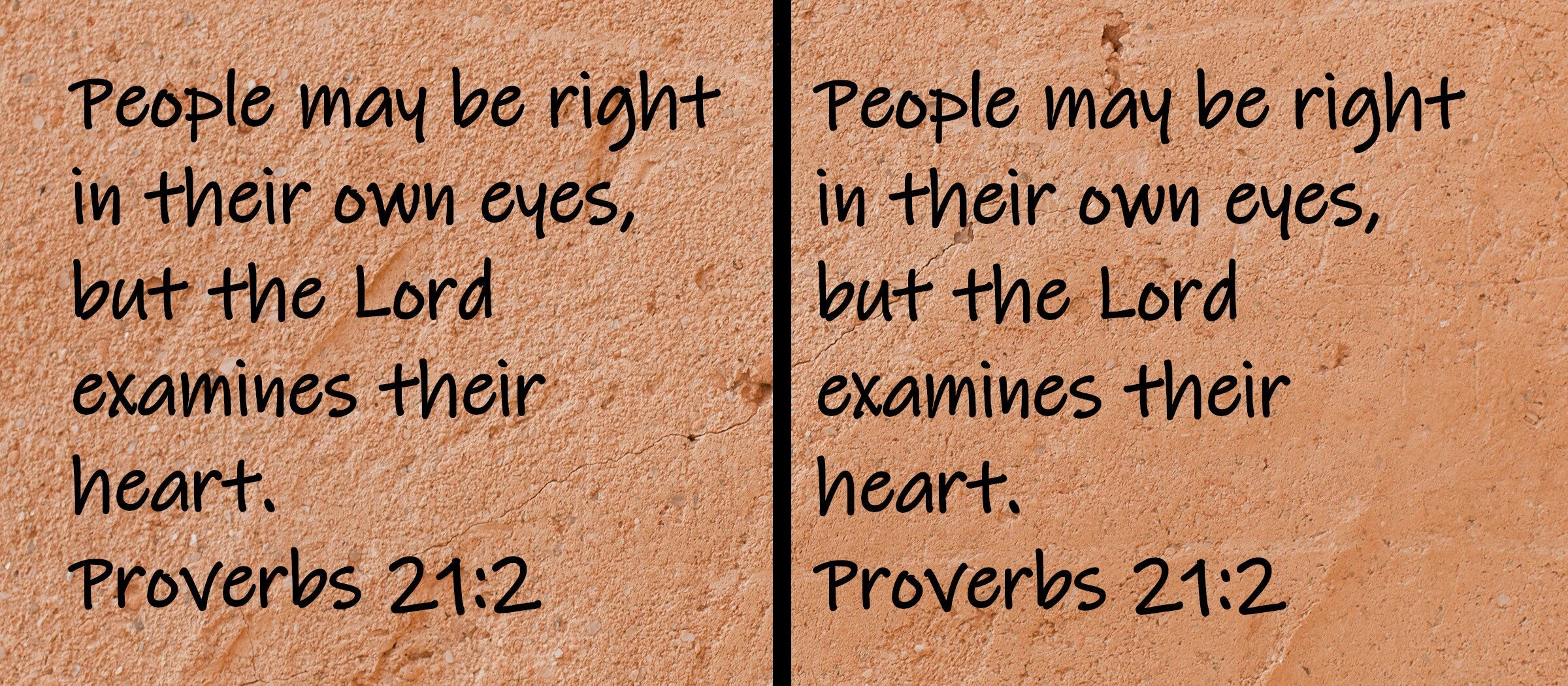 People may be right in their own eyes, but the Lord examines their heart.  Proverbs 21:2
