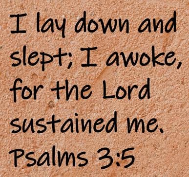 I lay down and slept; I awoke, for the Lord sustained me.  Psalms 3:5