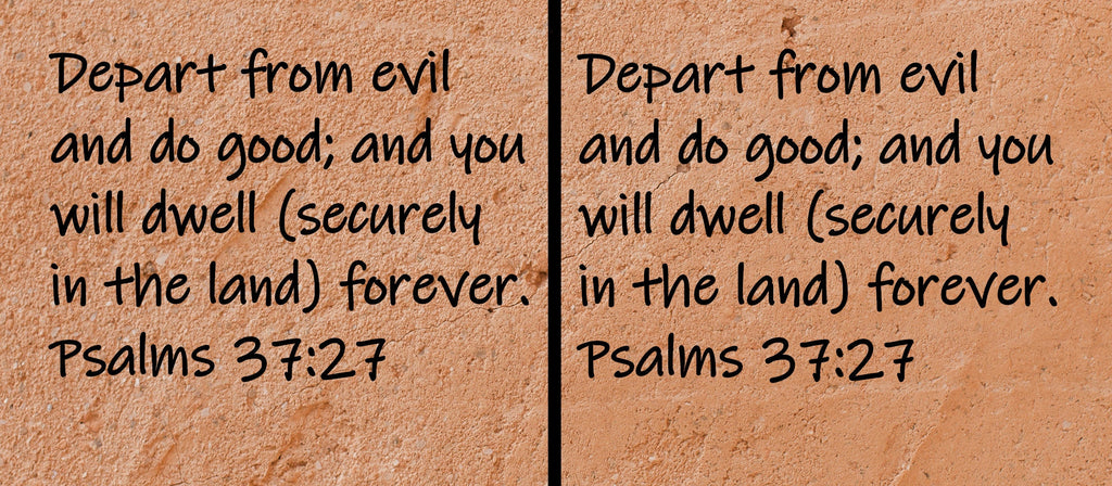 Depart from evil and do good; and you will dwell (securely in the land) forever.  Psalms 37:27