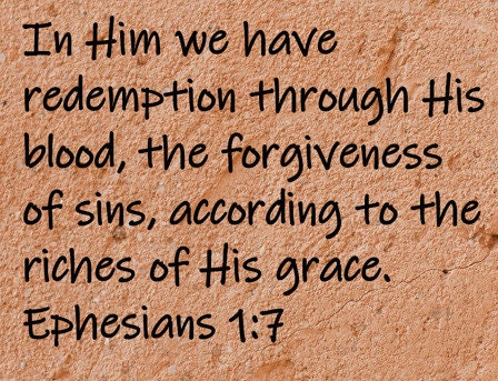 In Him we have redemption through His blood, the forgiveness of sins, according to the riches of His grace.  Ephesians 1:7
