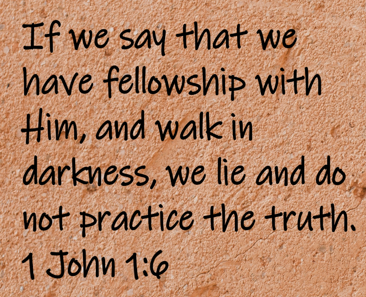 If we say that we have fellowship with Him, and walk in darkness, we lie and do not practice the truth. 1 John 1:6