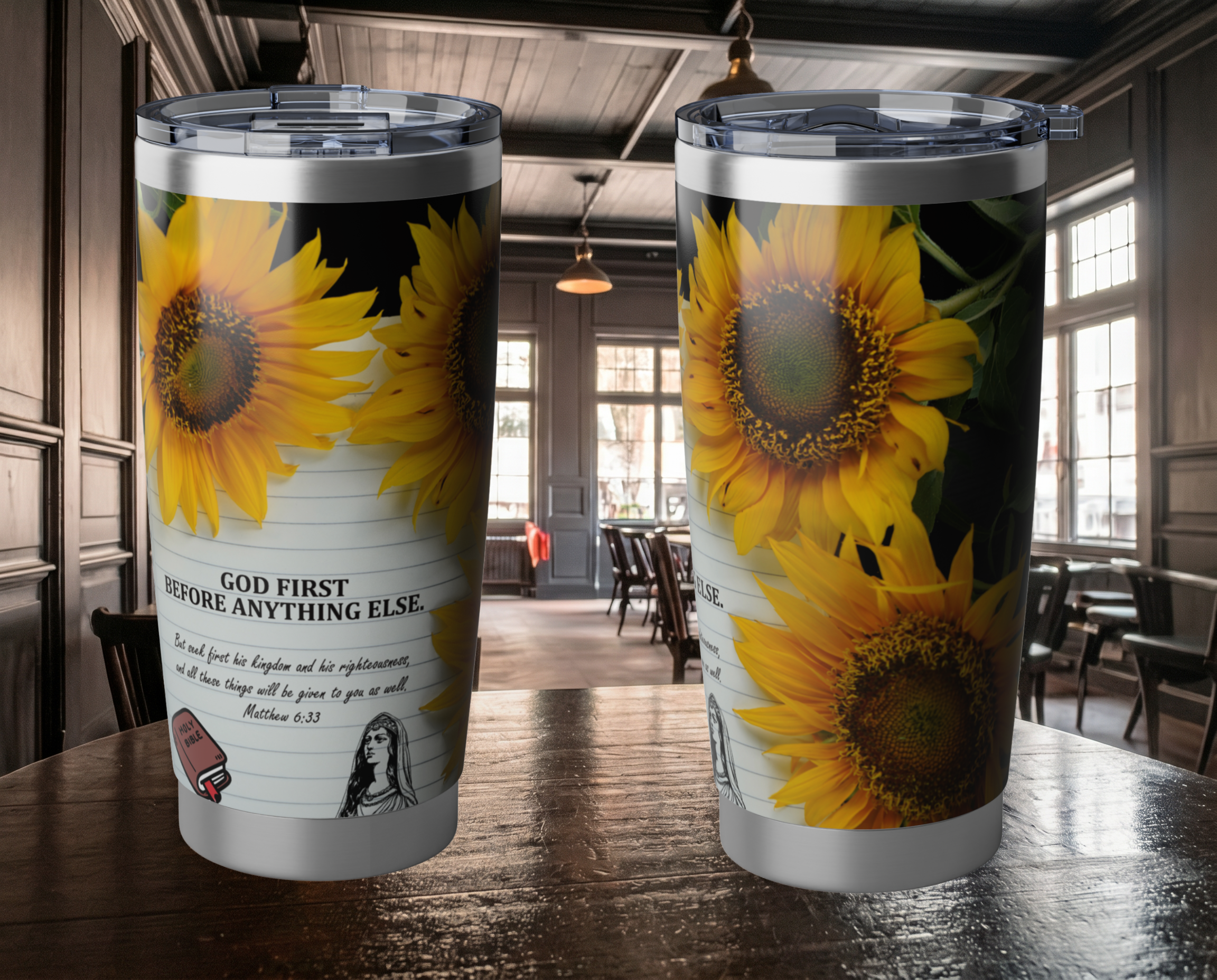 Sunflower Faith -  20oz Tumbler - Matthew 6:33