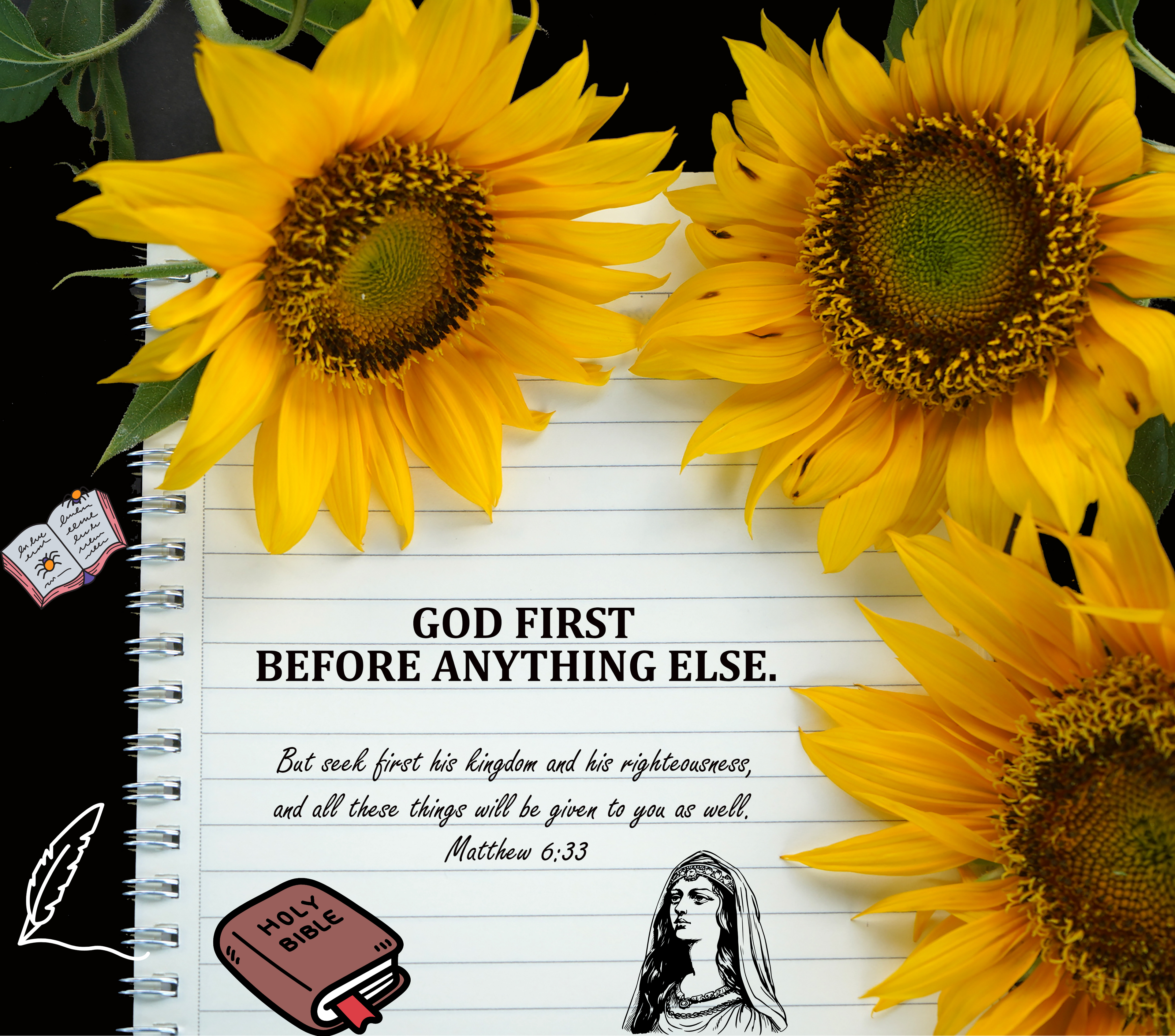 Sunflower Faith -  20oz Tumbler - Matthew 6:33
