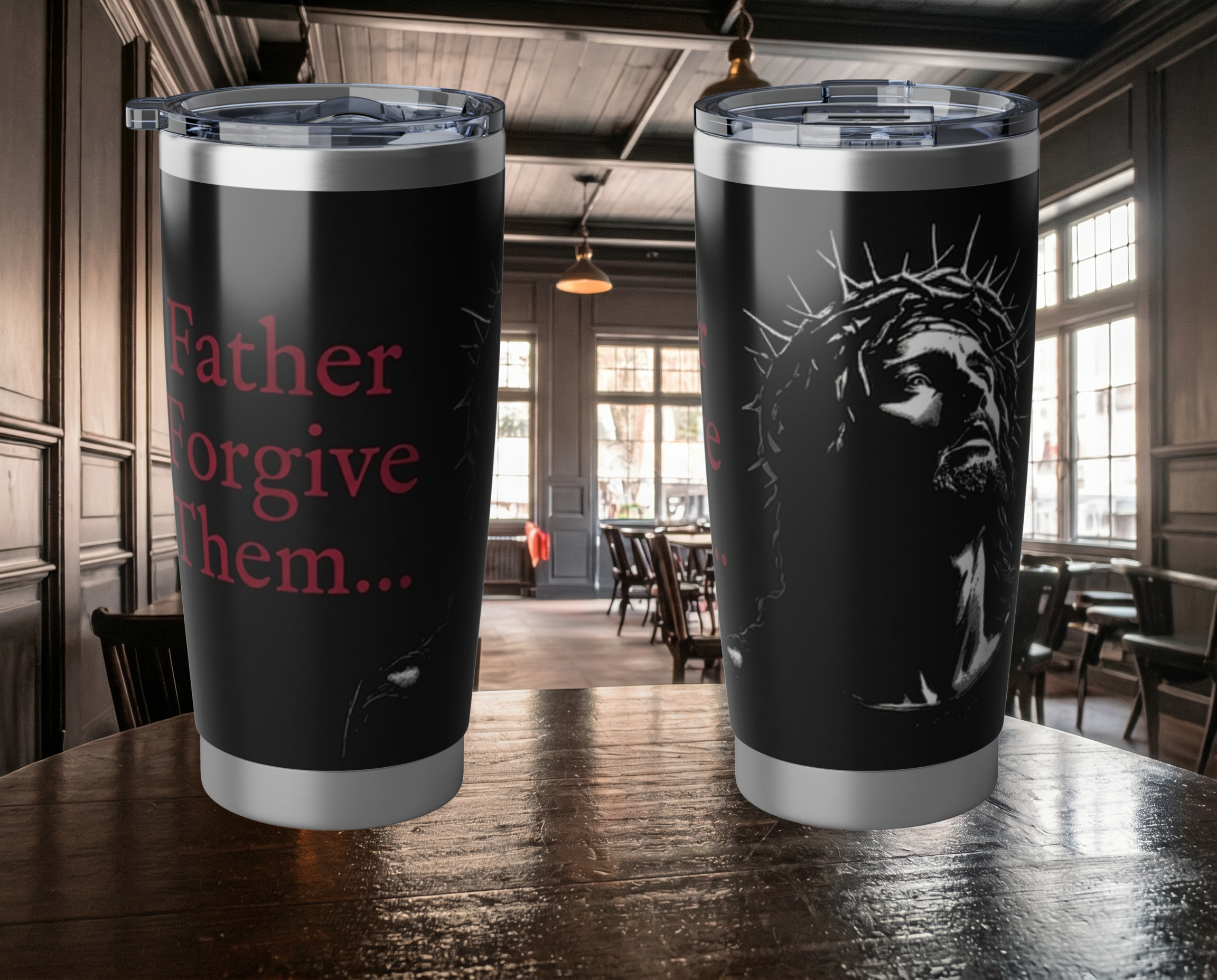 Jesus Crown of Thorns 20oz Tumbler — Faith Over Fear Travel Mug