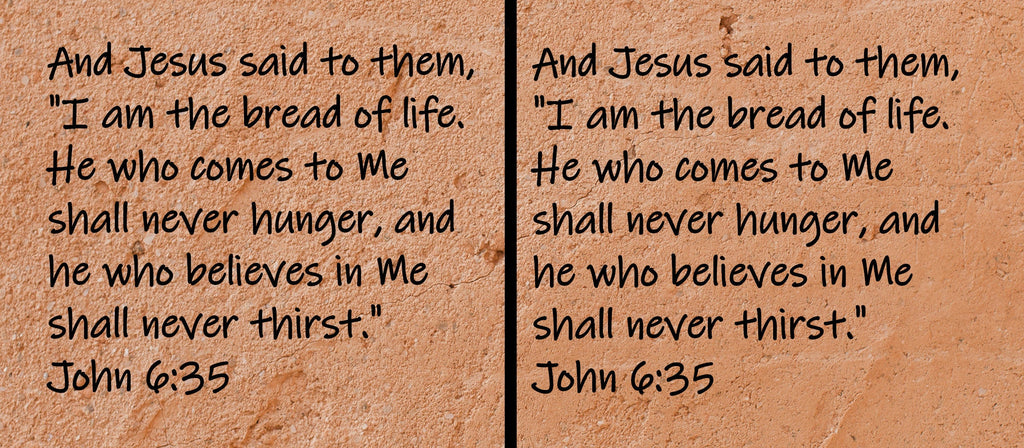 And Jesus said to them, "I am the bread of life.  He who comes to Me shall never hunger, and he who believes..John 6:35