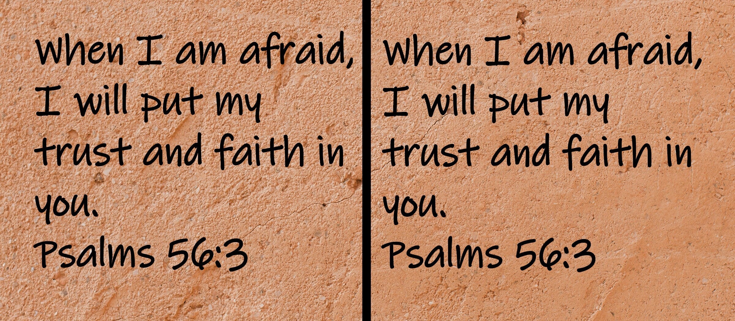 When I am afraid, I will put my trust and faith in you.  Psalms 56:3