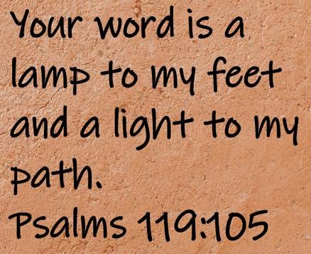 Your word is a lamp to my feet and a light to my path.  Psalms 119:105