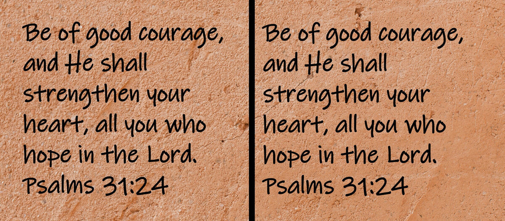 Be of good courage, and He shall strengthen your heart, all you who hope in the Lord.  Psalms 31:24