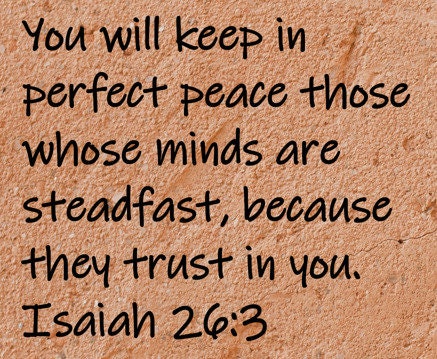 You will keep in perfect peace those whose minds are steadfast, because they trust you.  Isaiah 26:3