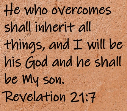 He who overcomes shall inherit all things, and I will be his God and he shall be My son.  Revelation 21.7