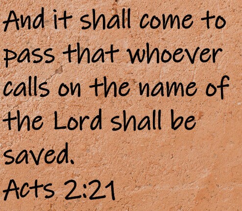 And it shall come to pass that whoever calls on the name of the Lord shall be saved.  Acts 2:21
