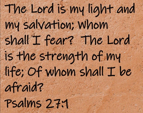 The Lord is my light and my salvation; whom shall I fear? The lord is the strength of my life; of whom shall I be afraid?  Psalms 27:1