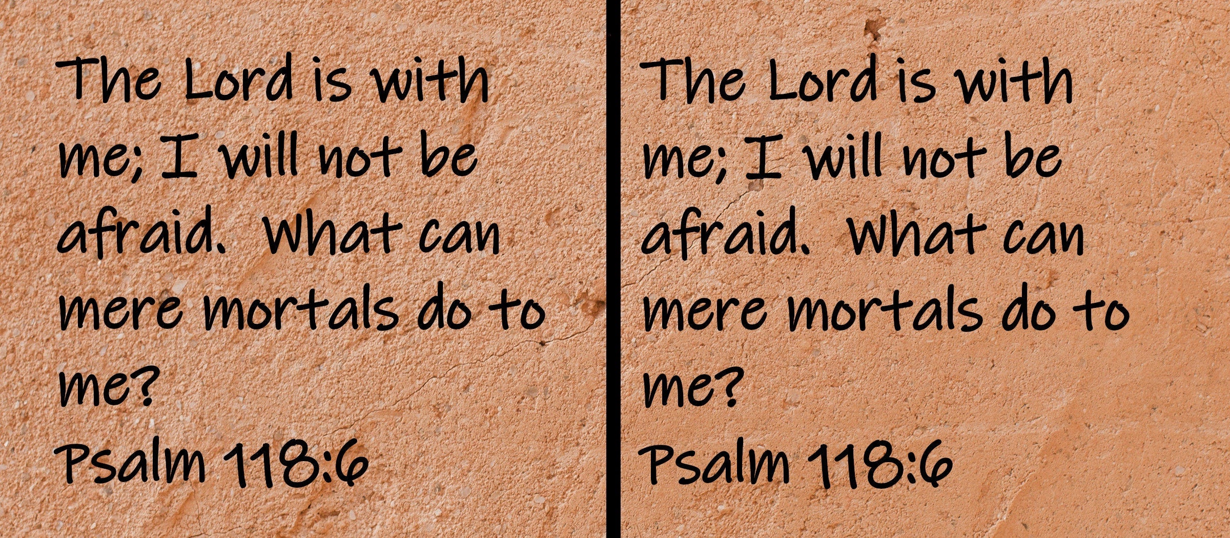 The Lord is with me; I will not be afraid. What can mere mortals do to me?  Psalm 118:6