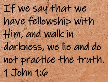 If we say that we have fellowship with Him, and walk in darkness, we lie and do not practice the truth.  1 John1:6