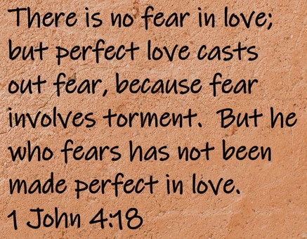 There is no fear in love; but perfect love casts out fear, because fear involves torment.  But he who fears has not been made perfect in...