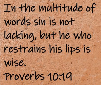 In the multitude of words sin is not lacking, but he who restrains his lips is wise.  Proverbs 10:19