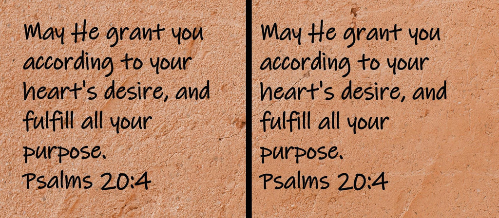 May He grant you according to your heart's desire, and fulfill all your purpose.  Psalms 20:4