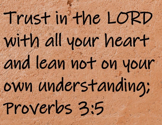 Trust in the Lord with all your heart and lean not on your own understanding.  Proverbs 3:5