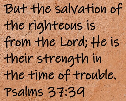 But the salvation of the righteous is from the Lord; He is their strength in the time of trouble. Psalms 37:39