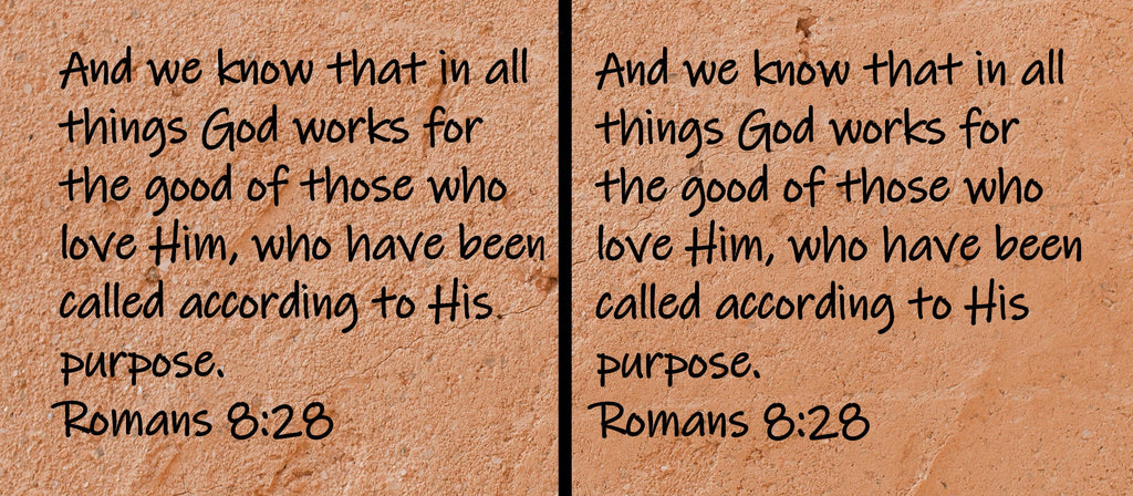 And we know that in all things God works for the good of those who love Him, who have been called according to His purpose.  Romans 8:28