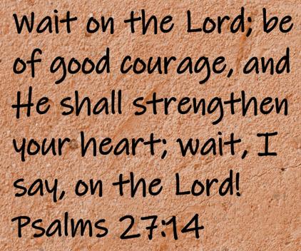 Wait on the Lord; be of good courage, and He shall strengthen your heart; wait, I say, on the Lord!  Psalms 27:14