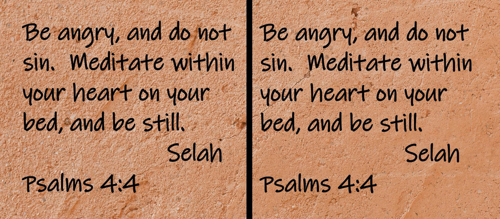 Be angry, and do not sin.  Meditate within your heart on your bed, and be still.  Selah.  Psalms 4:4