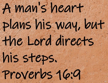 A man's heart plans his way, but the Lord directs his steps.  Proverbs 16:9