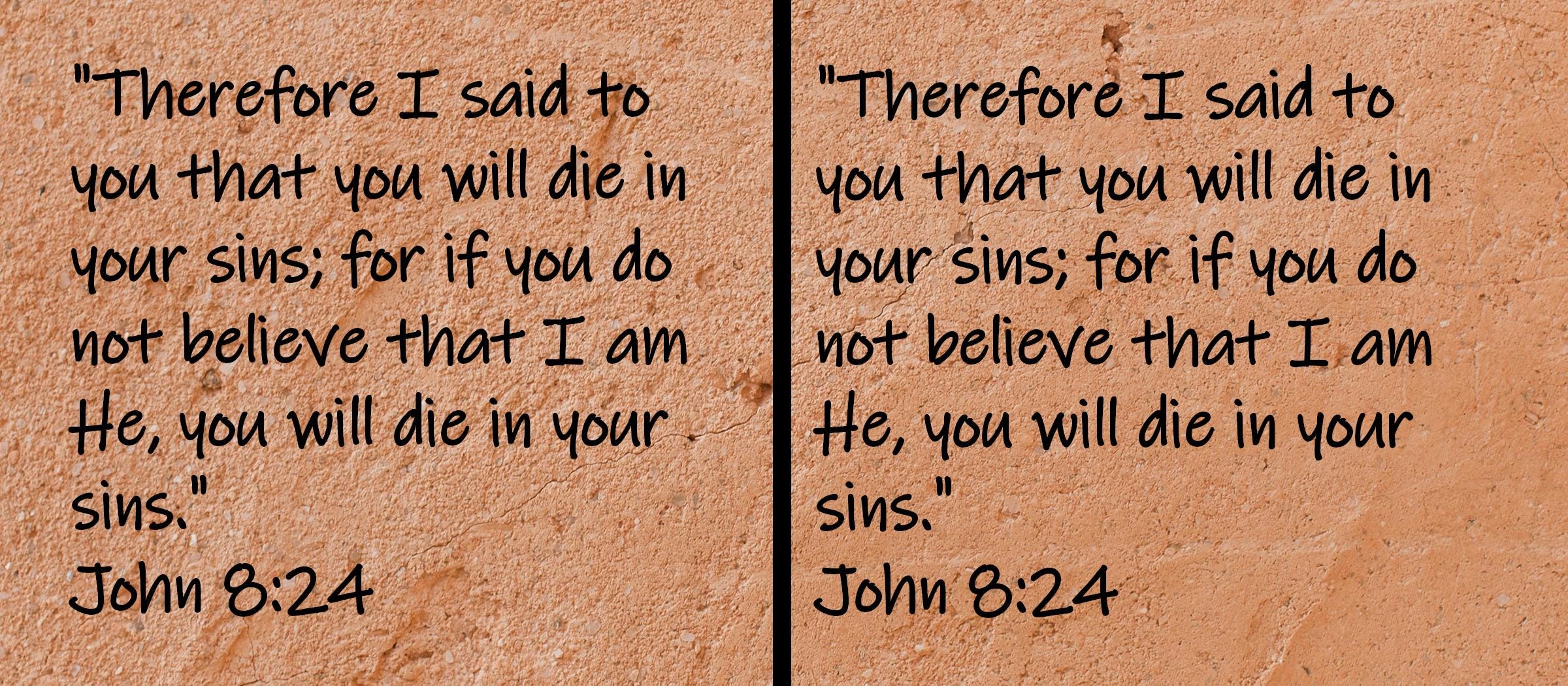 Therefore I said to you that you will die in your sins; for if you do not believe that I am He, you will die in your sins.  John 8:24