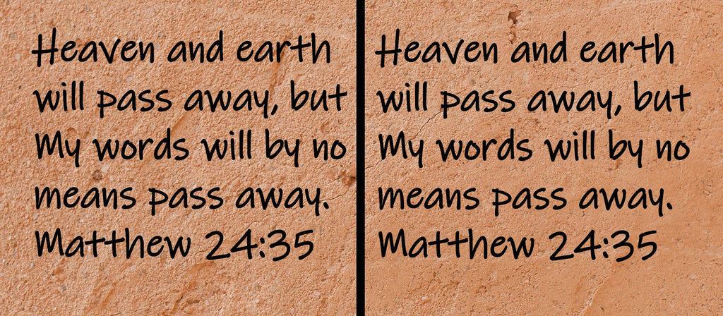Heaven and earth will pass away, but My words will by no means pass away.  Matthew 24:35