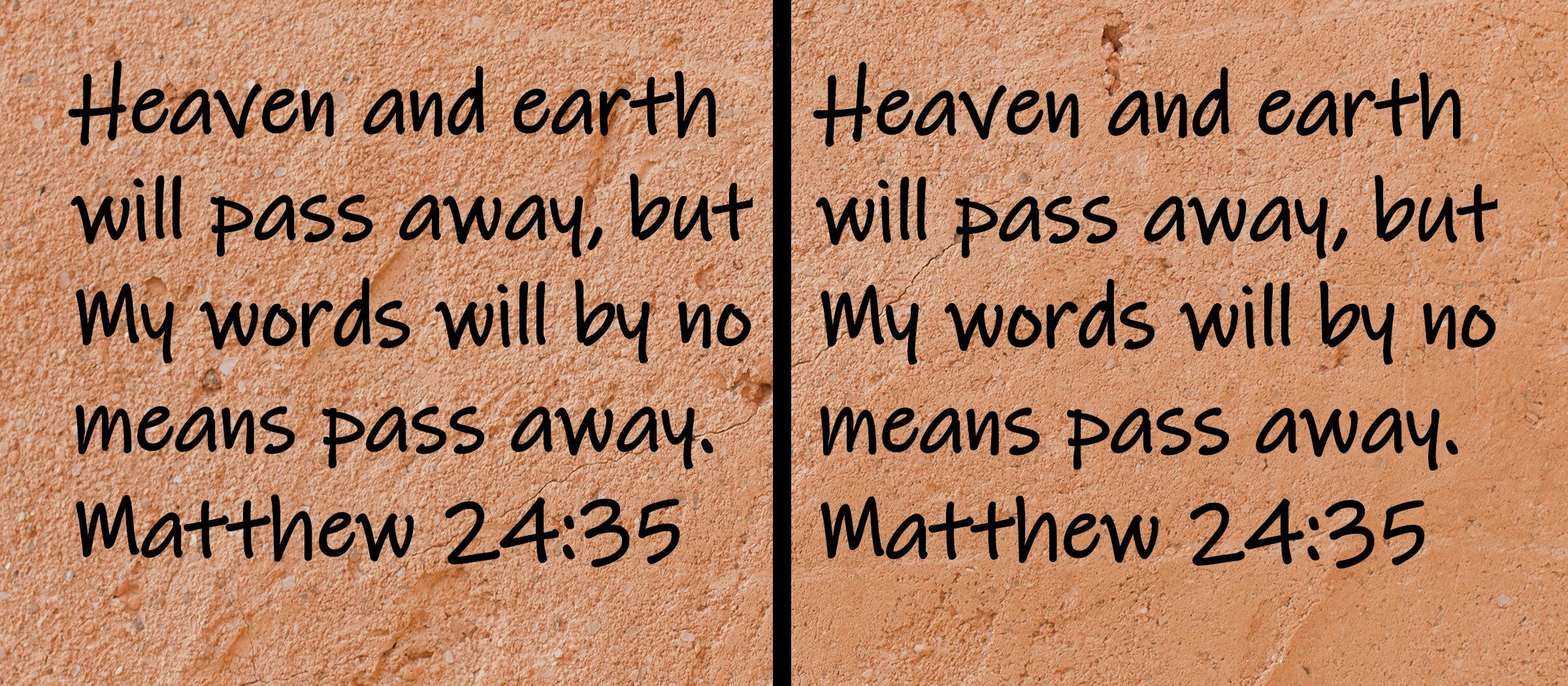 Heaven and earth will pass away, but My words will by no means pass away.  Matthew 24:35