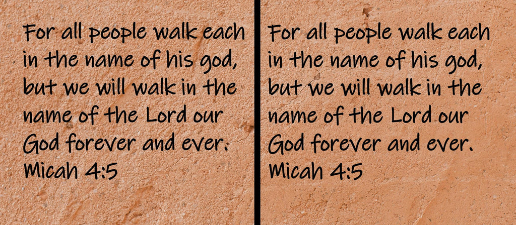 For all people walk each in the name of his god, but we will walk in the name of the Lord our God forever and ever.  Micah 4:5