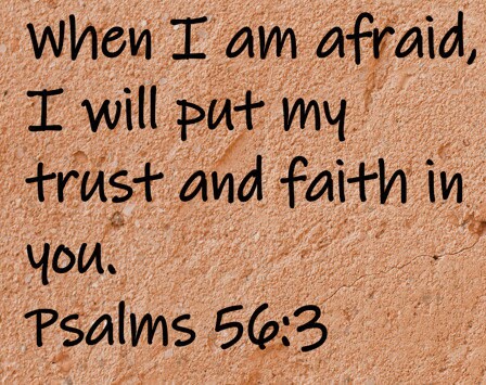 When I am afraid, I will put my trust and faith in you.  Psalms 56:3