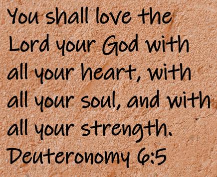 You shall love the Lord your God with all your heart, with all your soul, and with all your strength.  Deuteronomy 6:5