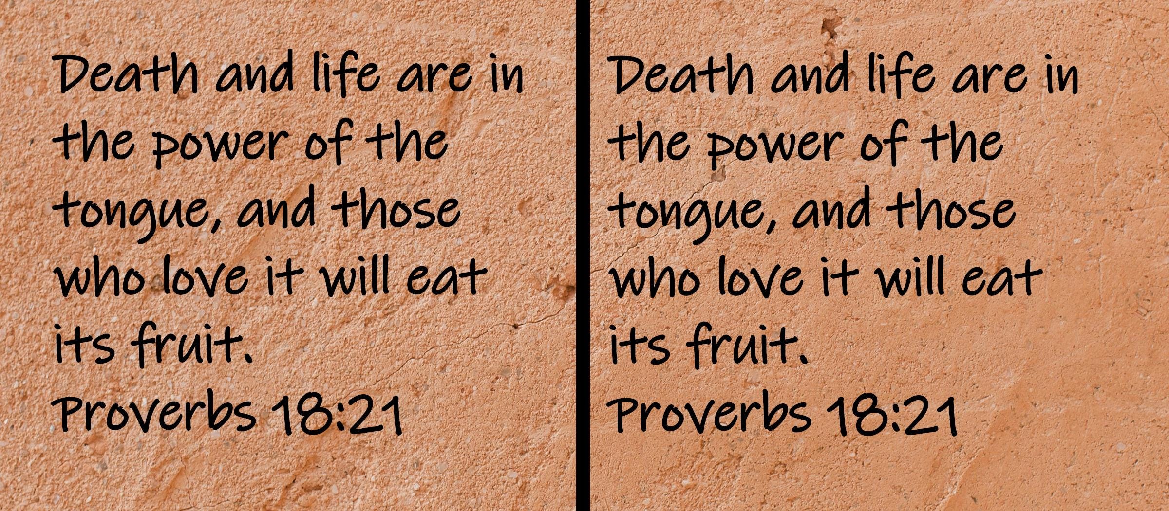 Death and life are in the power of the tongue, and those who love it will eat its fruit.  Proverbs 18:21