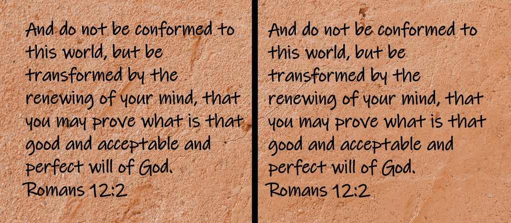 And do not be conformed to this world, but be transformed by the renewing of your mind, that you may prove what is that good...  Romans 12:2